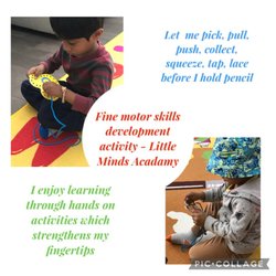 Little Minds Academy - Before we ever put a pencil in a child's hands, those hands should dig,press,pull, twist,pinch in with a variety of materials-AmandaMorgan