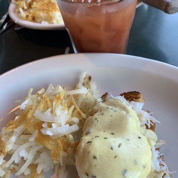 Lowell's Restaurant - Half Crab Benedict, Hash browns and a Bloody Mary. - American Near Me - Seattle, Washington Lowell's Restaurant - Half Crab Benedict, Hash browns and a Bloody Mary. - American Near Me - Seattle, Washington