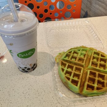 BAMBU - Taro smoothie, and a panda waffle (good) - Bubble Tea Near Me - Santa Clara, California