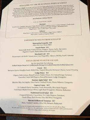 Menu photo 2 Blackwall Barn & Lodge Gambrills, MD