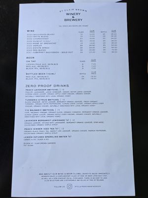 Menu photo 2 St Clair Brown Winery & Brewery Napa, CA Menu photo 2 St Clair Brown Winery & Brewery Napa, CA