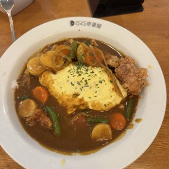 Curry House Coco Ichibanya - Fried Chicken Omelette (added vegetables) - Japanese Curry Near Me - Irvine, California Curry House Coco Ichibanya - Fried Chicken Omelette (added vegetables) - Japanese Curry Near Me - Irvine, California