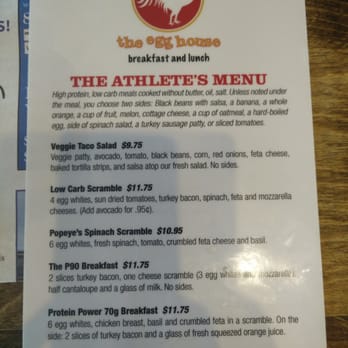 The Egg House - The Athlete's menu for breakfast and lunch!  Looks very diet friendly! - Breakfast & Brunch Near Me - Simi Valley, California
