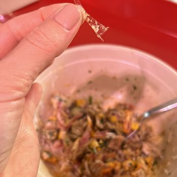 CAVA - Found a piece of plastic in my bowl. - Mediterranean Near Me - Costa Mesa, California CAVA - Found a piece of plastic in my bowl. - Mediterranean Near Me - Costa Mesa, California