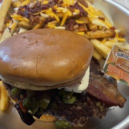 Popper Burger with Loaded Fries Popper Burger with Loaded Fries