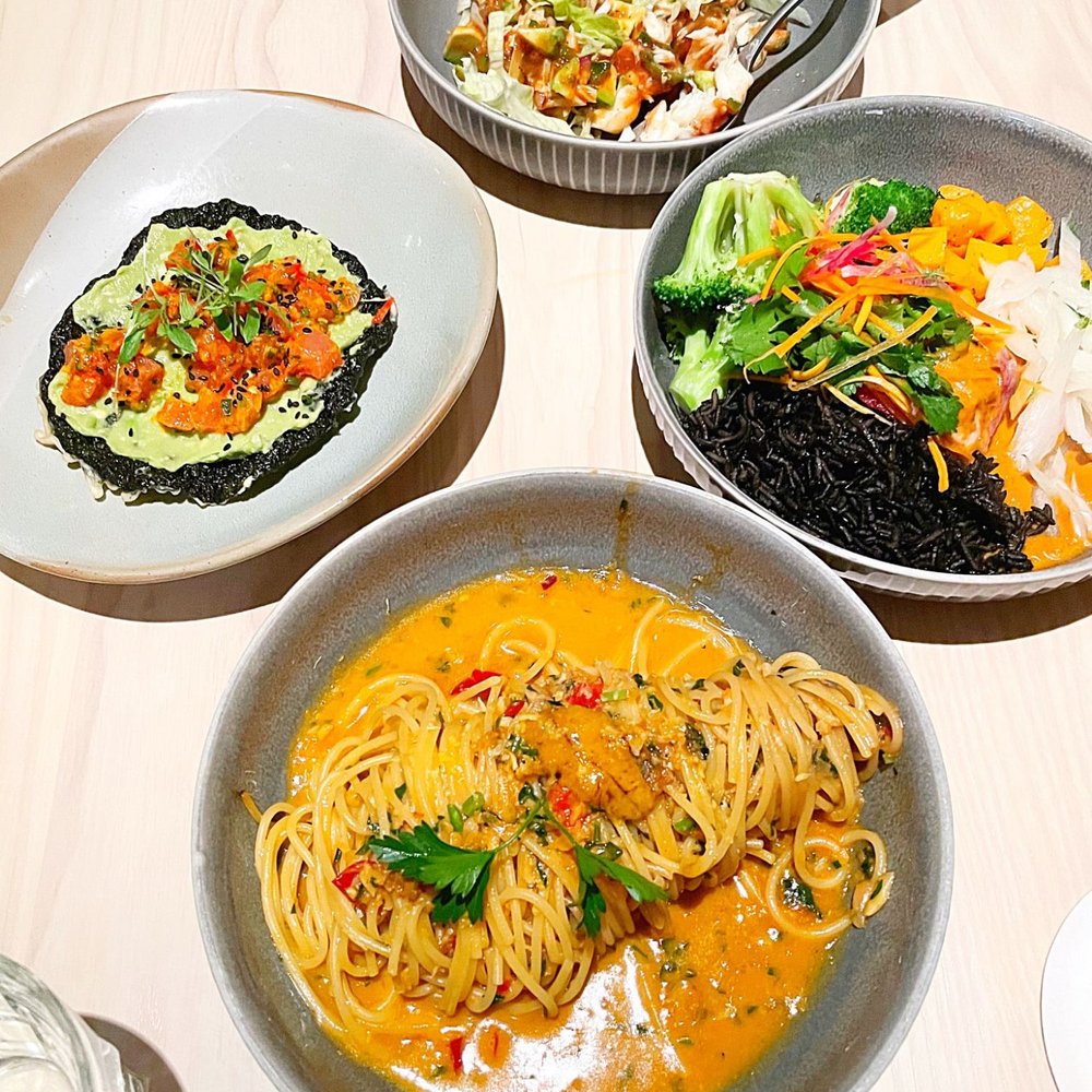 Graffiti Raw - Forbidden bowl, spaghetti rustichella, nori tostada, and aguachile de camarones - Seafood Near Me - Houston, Texas Graffiti Raw - Forbidden bowl, spaghetti rustichella, nori tostada, and aguachile de camarones - Seafood Near Me - Houston, Texas