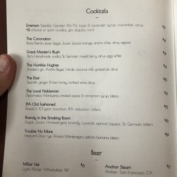 Georgie - Cocktail menu - New American Near Me - Dallas, Texas