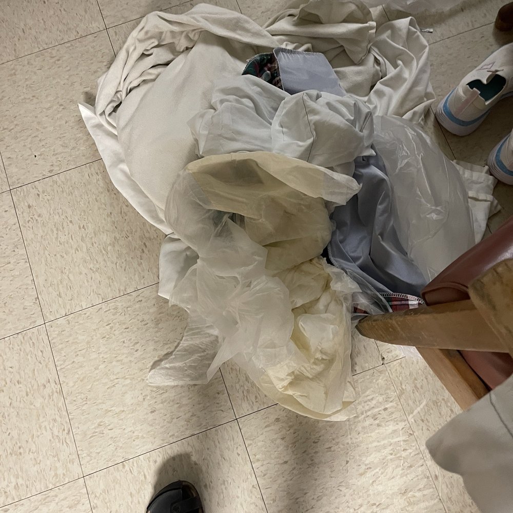 Diaper and complete bedding soaked from urine