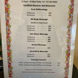 Golden Island Massage - Updated pricing menu. Don't forget to tip.