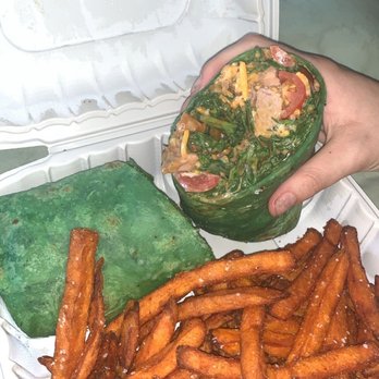 Jack's Bar & Grill - Spinach Wrap with sweet potato fries - American Near Me - Templeton, California Jack's Bar & Grill - Spinach Wrap with sweet potato fries - American Near Me - Templeton, California