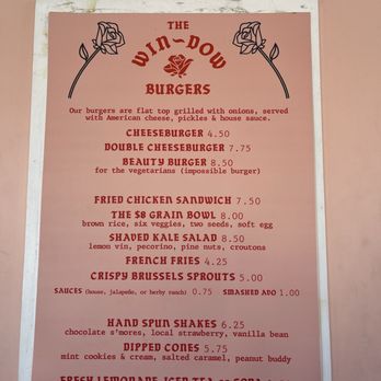 The Win-Dow Long Beach - Menu - Burgers Near Me - Long Beach, California