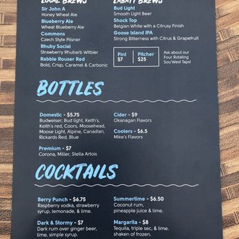 Sou'West - Drink menu - Bars Near Me - Kensington, Prince Edward Island