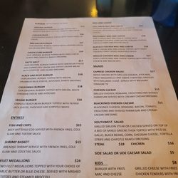 McMae's Tavern & Grill - Back of food menu