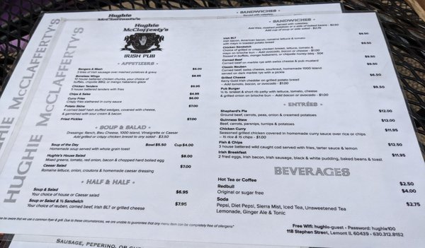 Menu photo 1 Hughie McClafferty's Lemont, IL
