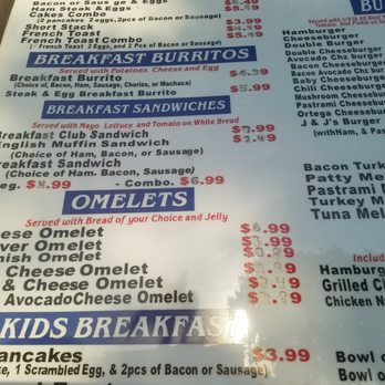 J & J's Diner - This is the menu from the drive-thru. Not all is correct from what I know of, but at least it's a menu. - Diners Near Me - San Jacinto, California J & J's Diner - This is the menu from the drive-thru. Not all is correct from what I know of, but at least it's a menu. - Diners Near Me - San Jacinto, California