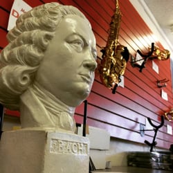 Manning Music - Bach watches over the shop.
