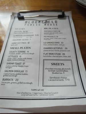 Menu photo 1 Bloomfield Public House Prince Edward, ON Menu photo 1 Bloomfield Public House Prince Edward, ON
