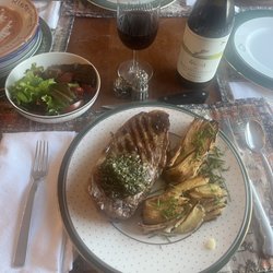 Mr. Prime Old Tyme Butcher - Your NY strip was terrific with my own lettuce, pave potatoes, washed down with a favorite red. The chimmichurri added a nice kick.