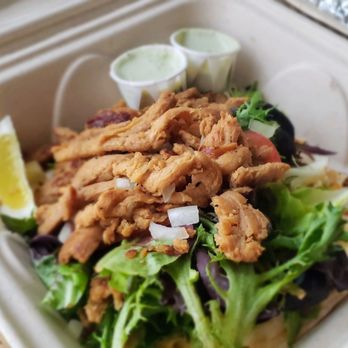 Earth Aloha Eats - Gyro with tzatziki on the side - amazing (even for my non-vegan husband LOVED it) - Vegan Near Me - Kahului, Hawaii