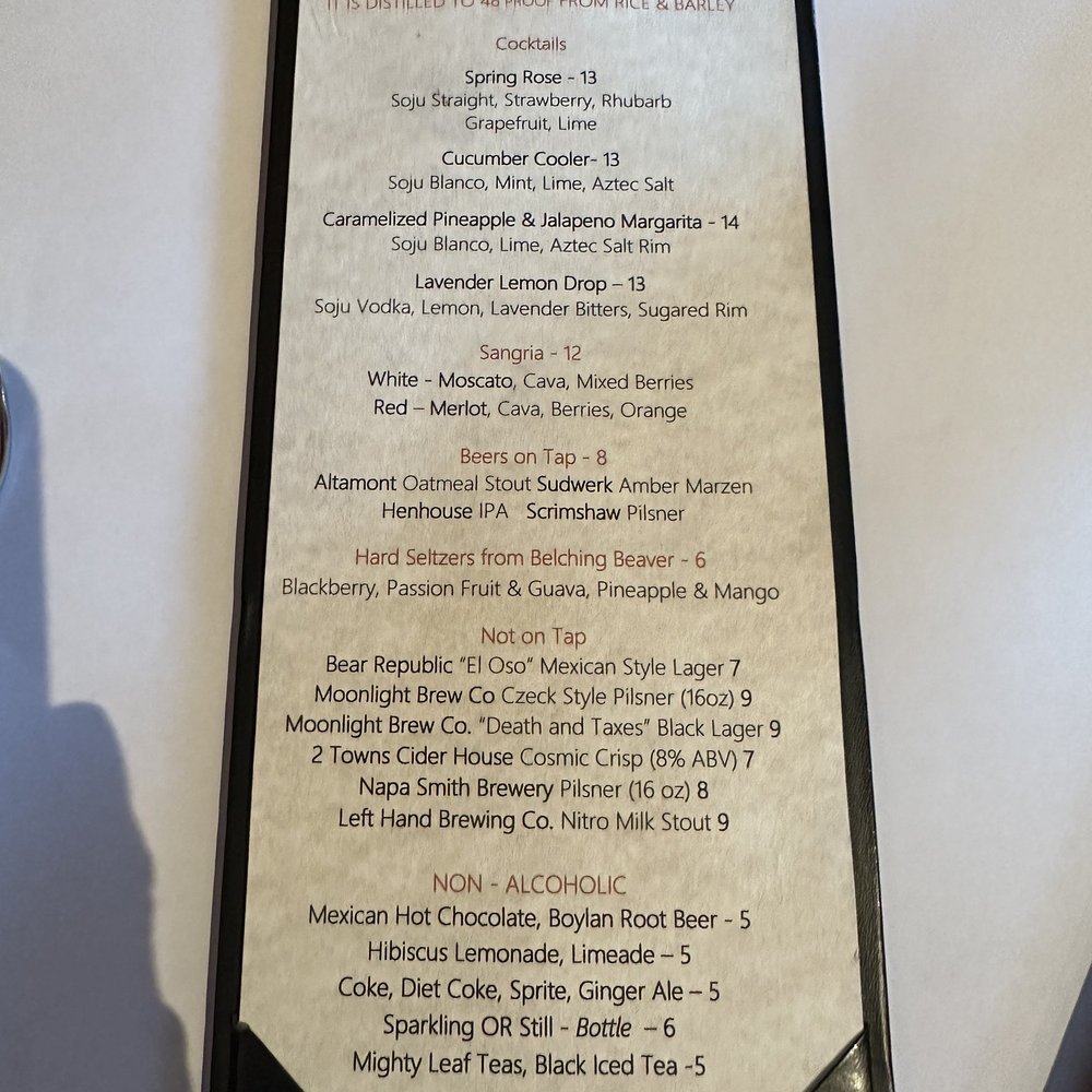 Napa Valley Bistro - Drink menu - New American Near Me - Napa, California