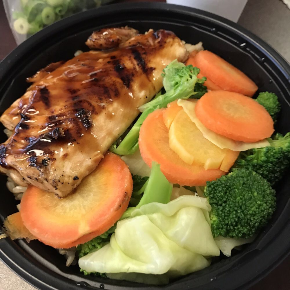 WaBa Grill - Salmon veggie bowl w/ brown rice - Fast Food Near Me - Azusa, California WaBa Grill - Salmon veggie bowl w/ brown rice - Fast Food Near Me - Azusa, California