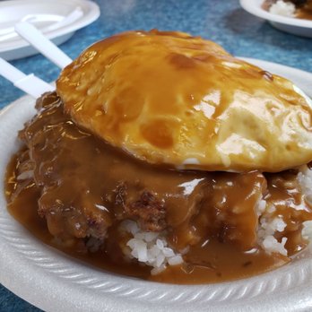 Hukilau Cafe - Loco Moco... the pic does NO justice... this thing is massive with 2 giant homemade patties under those two eggs and tasty gravy - Hawaiian Near Me - Laie, Hawaii Hukilau Cafe - Loco Moco... the pic does NO justice... this thing is massive with 2 giant homemade patties under those two eggs and tasty gravy - Hawaiian Near Me - Laie, Hawaii
