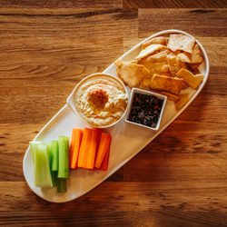 Clear Skies Meadery - Hummus and Veggie Platter with olive tapenade