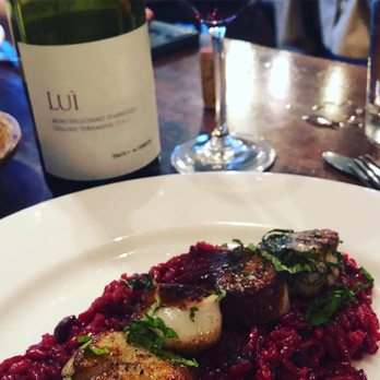 tavola - Pan-seared scallops and beet risotto - Italian Near Me - Charlottesville, Virginia tavola - Pan-seared scallops and beet risotto - Italian Near Me - Charlottesville, Virginia