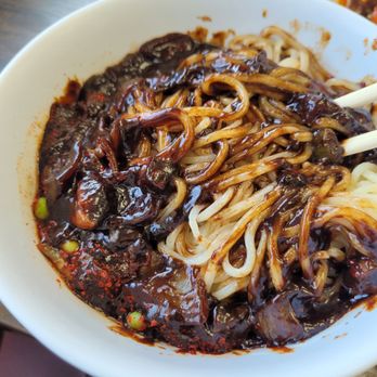 Jin Jja Roo - Blacknean sauce noodle.  Chewy noodle, sweet saauce.  Brings back memory in early childhood - Korean Near Me - Gardena, California