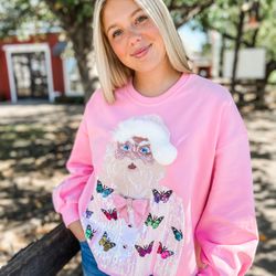 Pink Creek - Get in the Christmas Spirit with this Pink Santa Sweater.