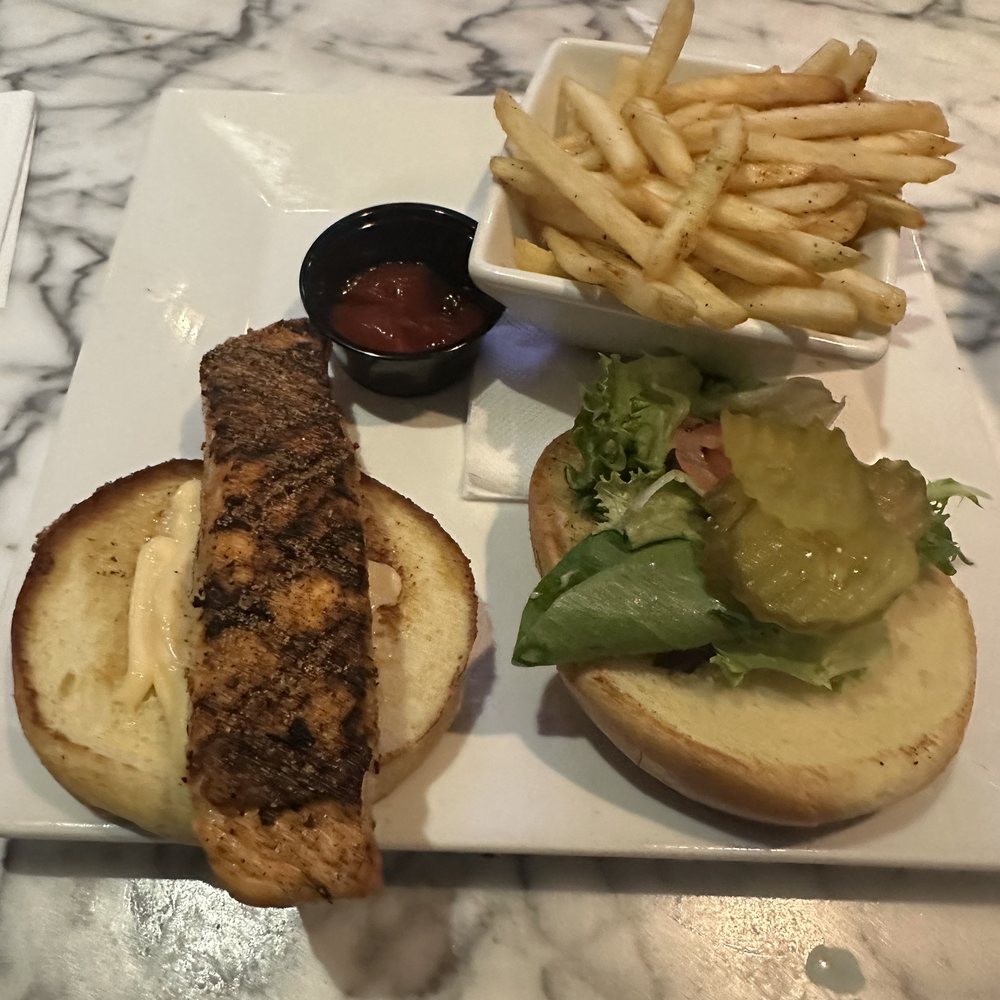 Sage Restaurant - Salmon Burger with Fries - American Near Me - Memphis, Tennessee Sage Restaurant - Salmon Burger with Fries - American Near Me - Memphis, Tennessee