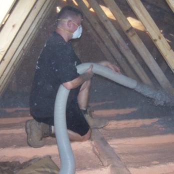 Virginia Foam Insulators - Blowing cellulose into an attic after doing a closed cell down spray on the attic floor... - Home Energy Auditors Near Me - Madison Heights, Virginia Virginia Foam Insulators - Blowing cellulose into an attic after doing a closed cell down spray on the attic floor... - Home Energy Auditors Near Me - Madison Heights, Virginia