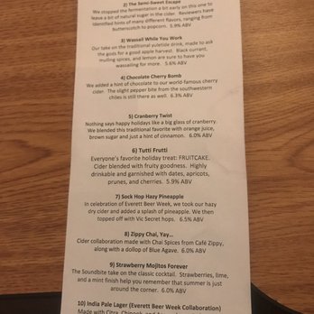 Soundbite Cider - The menu! - Cideries Near Me - Everett, Washington