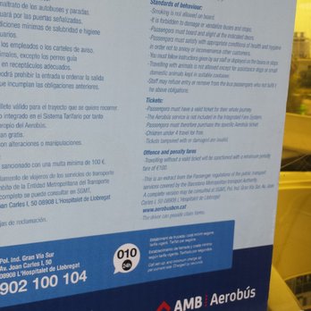 Aerobús - Rules on the bus - Public Transportation Near Me - Barcelona, B