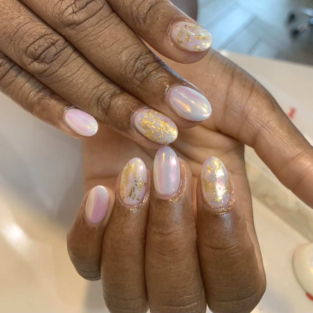 Gloss Bar - Hailey Bieber Glazed Donut SNS Nails with extensions and foil. Price - $84 Tip - $10 Manicurist - Amy - Waxing Near Me - Washington, DC, District of Columbia Gloss Bar - Hailey Bieber Glazed Donut SNS Nails with extensions and foil. Price - $84 Tip - $10 Manicurist - Amy - Waxing Near Me - Washington, DC, District of Columbia