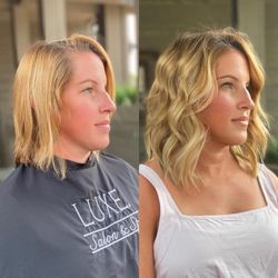 Before and after hair extensions