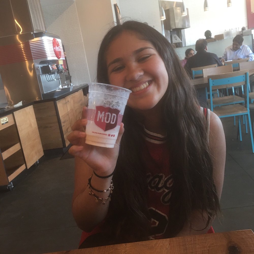 MOD Pizza - this is a pic of friend enjoying her shake at MOD so ya it's lit - Fast Food Near Me - Walnut Creek, California
