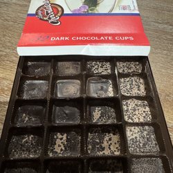 The melted chocolate cups after they solidified again.