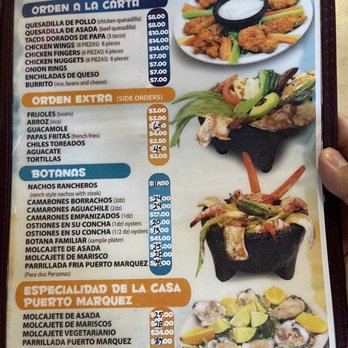 Mariscos Puerto Marquez - a menu for a mexican restaurant - Mexican Near Me - Fountain Valley, California Mariscos Puerto Marquez - a menu for a mexican restaurant - Mexican Near Me - Fountain Valley, California