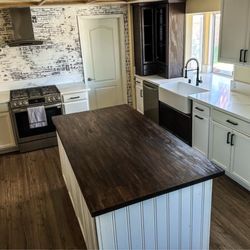 Custom Kitchen Counters - Project almost 100% complete, minus glass in cabinets, panel, and upgraded recessed lighting.