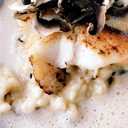 Brasserie des Monts d'Or - Risotto aux champignons et Lieu Noir