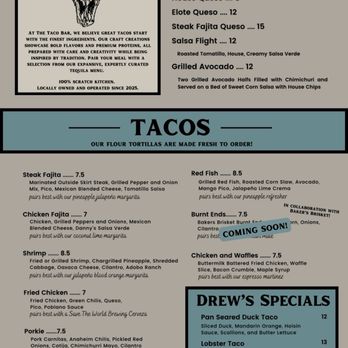 The Taco Bar - Food menu - Tacos Near Me - Lago Vista, Texas The Taco Bar - Food menu - Tacos Near Me - Lago Vista, Texas