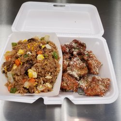 Bon Buffalo - Boneless Honey Garlic Parmesan Wings with Vegetable Fried Rice