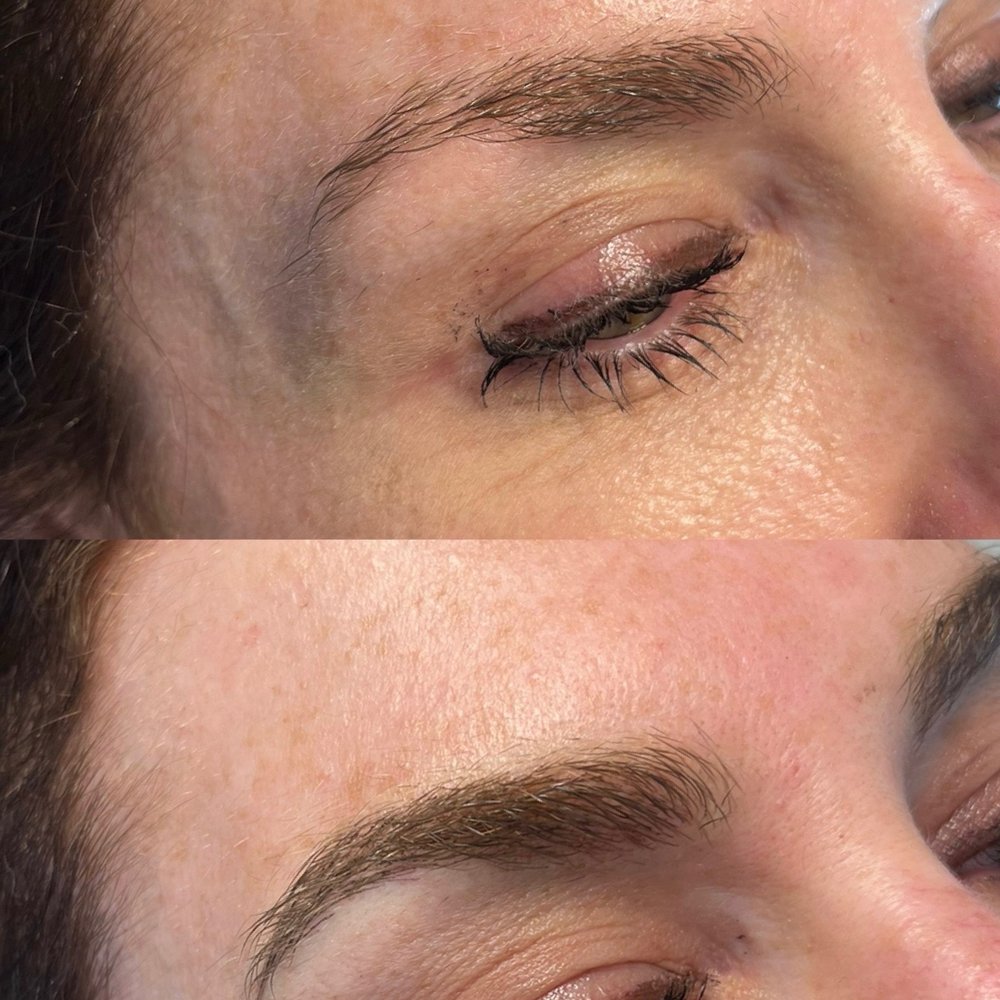 Brows By Isabel - Top- before, bottom- after - Permanent Makeup Near Me - Sherman Oaks, California