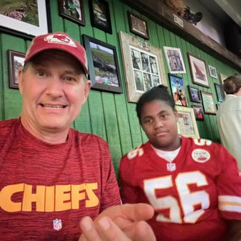 Freckled Fin Irish Pub - Rock-in Chiefs gears for the game. - Irish Pub Near Me - Holmes Beach, Florida