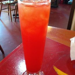 Called the La Playa.  A glass of strawberry juice with hints of alcohol.