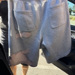 Discolored from the bleach in their bathroom Discolored from the bleach in their bathroom