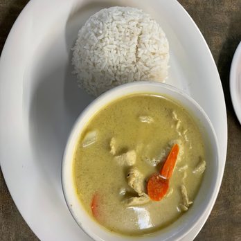 Thai Kitchen - a bowl of soup and rice on a plate - Thai Near Me - Lubbock, Texas