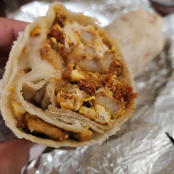 Los Potros - Skinny Chorizo burrito  cut in half - Mexican Near Me - Tracy, California