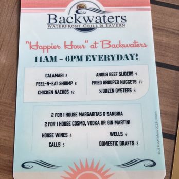 Backwaters on Sand Key - HH menu - Seafood Near Me - Clearwater Beach, Florida Backwaters on Sand Key - HH menu - Seafood Near Me - Clearwater Beach, Florida